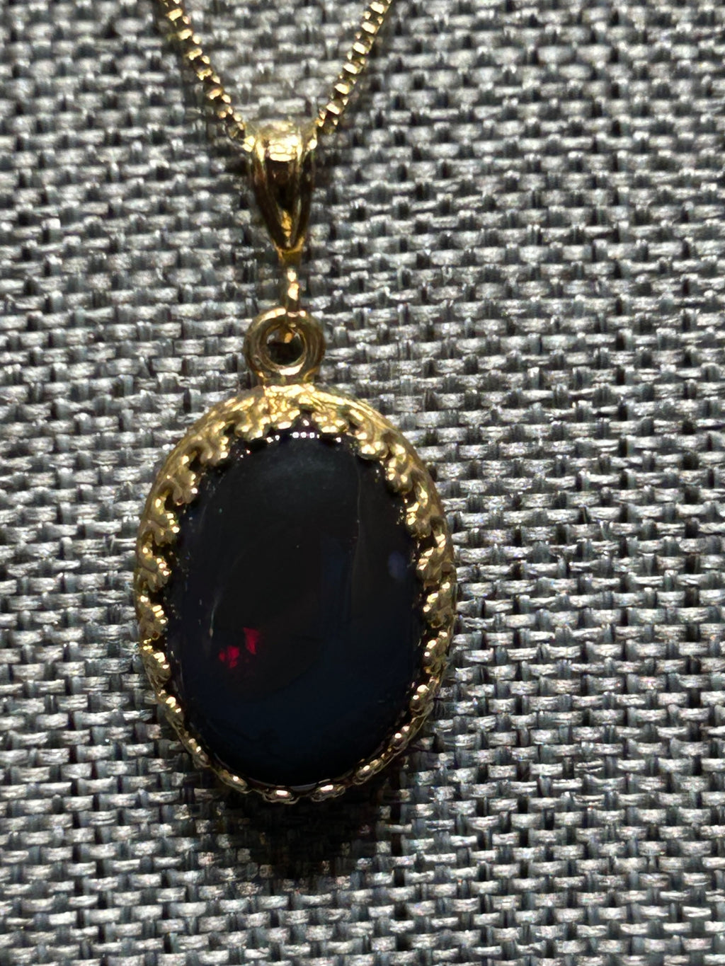 “Midnight Flame” Black Opal necklace
